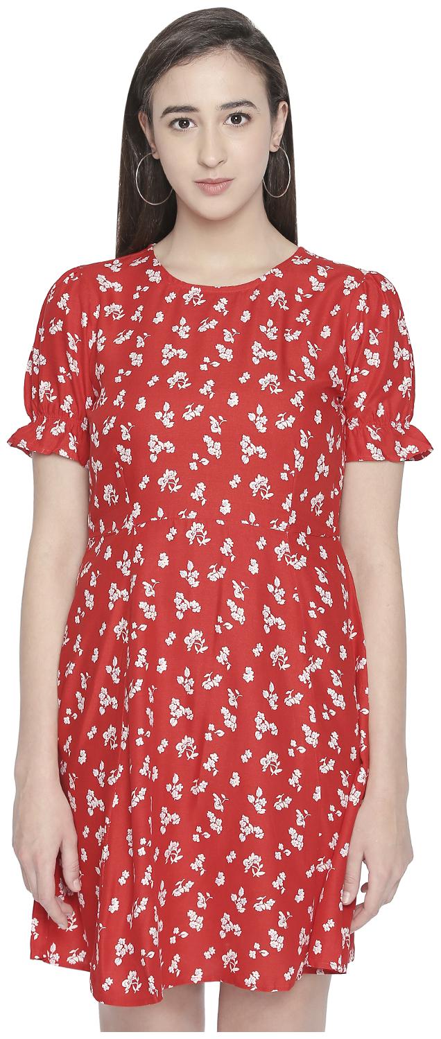 

Honey By Pantaloons Red Printed Fit flare dress