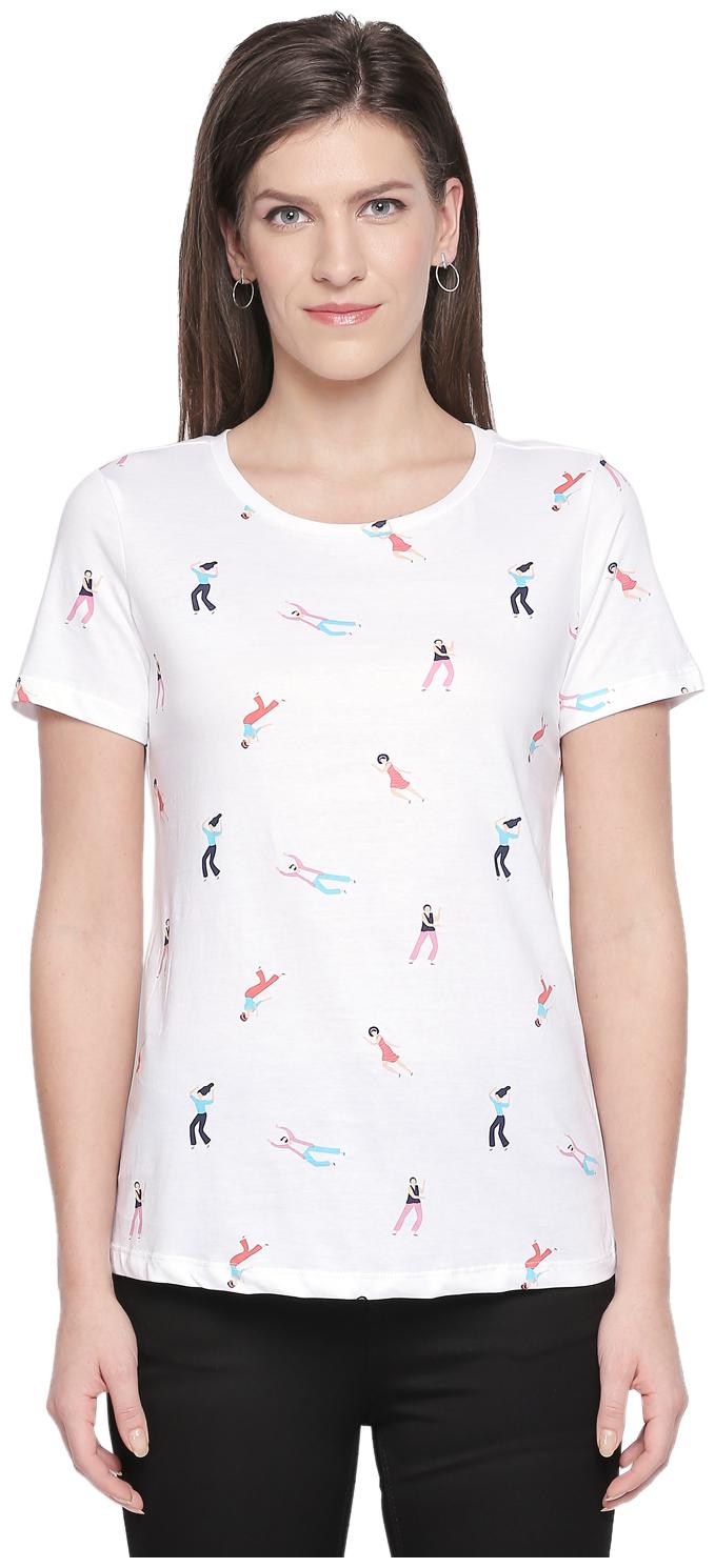 

Honey By Pantaloons Women White Regular fit Round neck Cotton T shirt