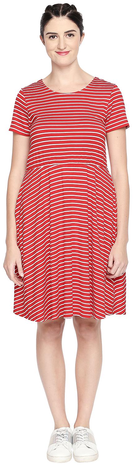 

Honey By Pantaloons Red Striped Fit flare dress