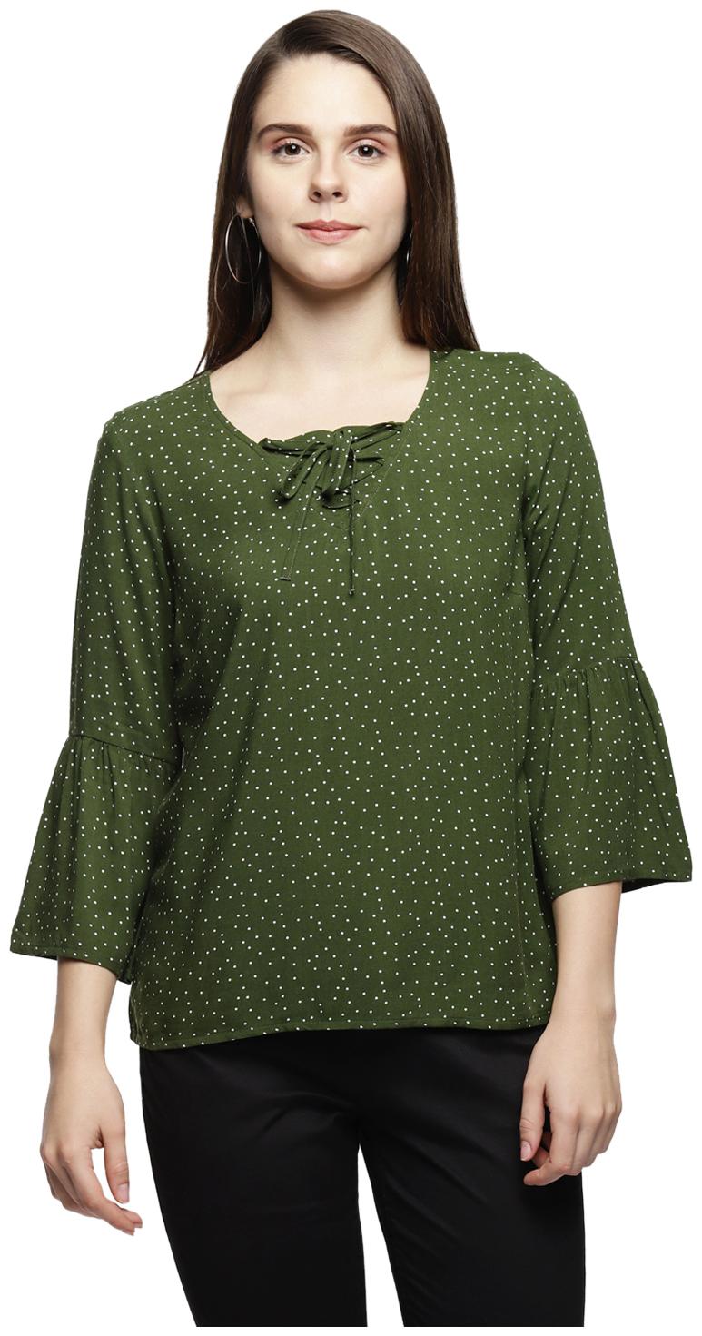 

Honey By Pantaloons Women Polka dots Blouson top - Green