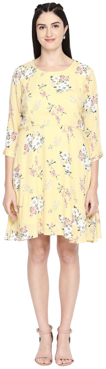 

Honey By Pantaloons Yellow Floral Fit flare dress
