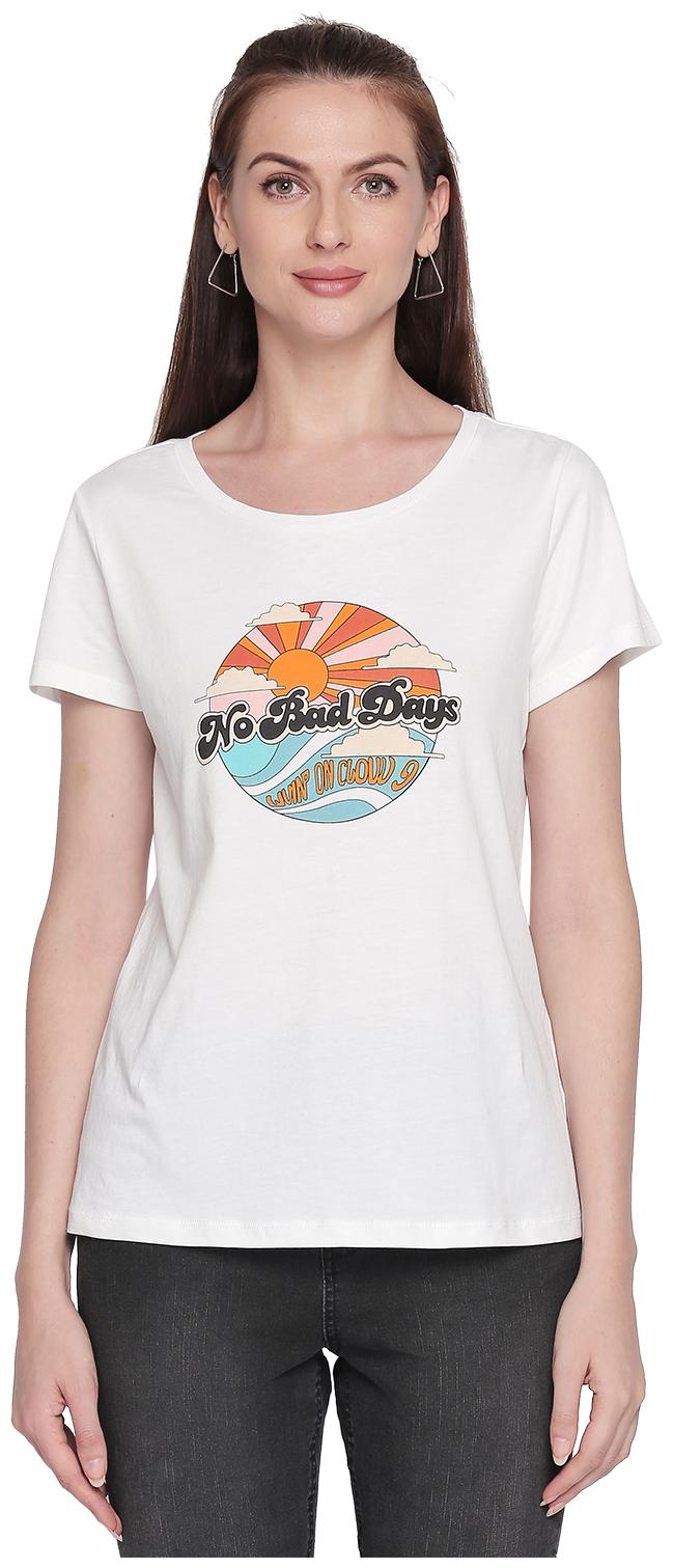 

Honey By Pantaloons Women White Regular fit Round neck Cotton T shirt