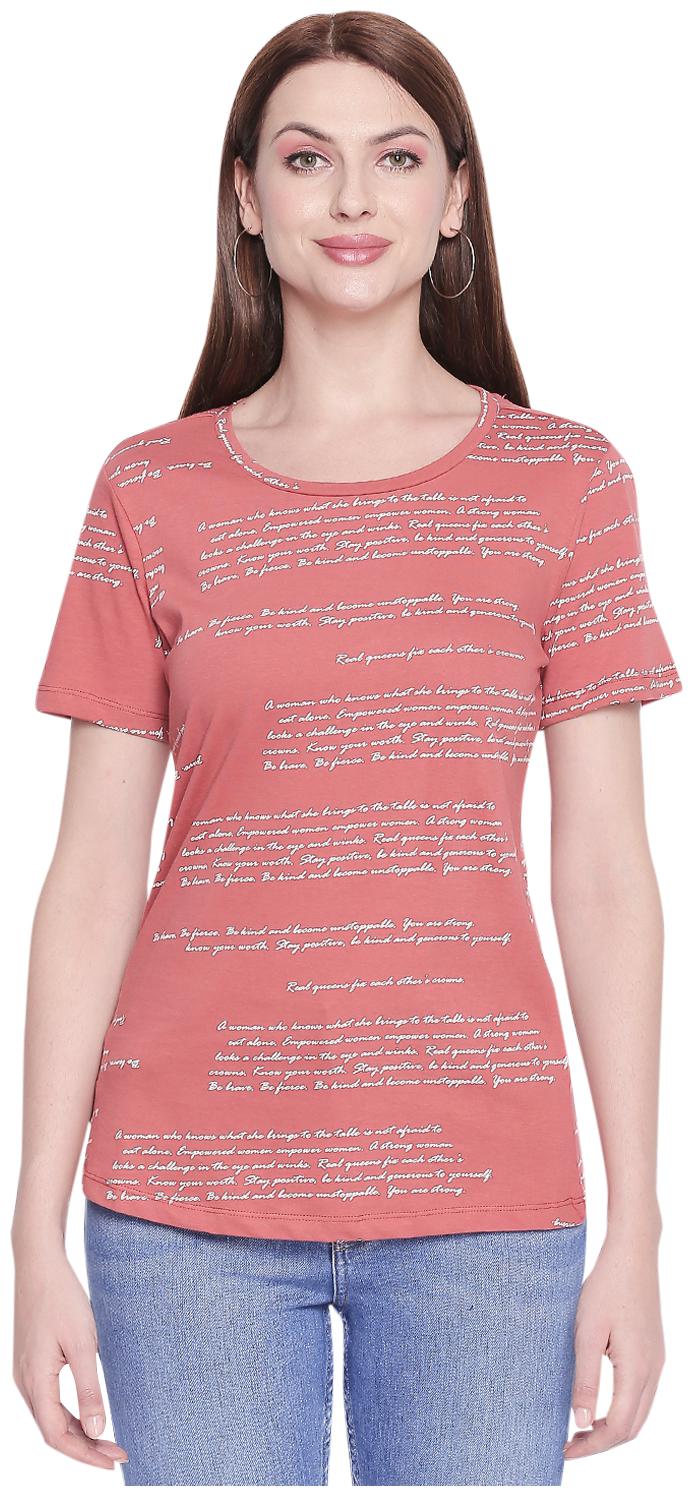 

Honey By Pantaloons Women Pink Regular fit Round neck Cotton T shirt