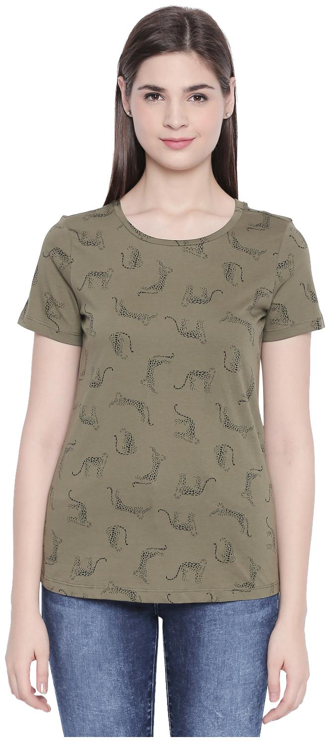 

Honey By Pantaloons Women Green Regular fit Round neck Cotton T shirt