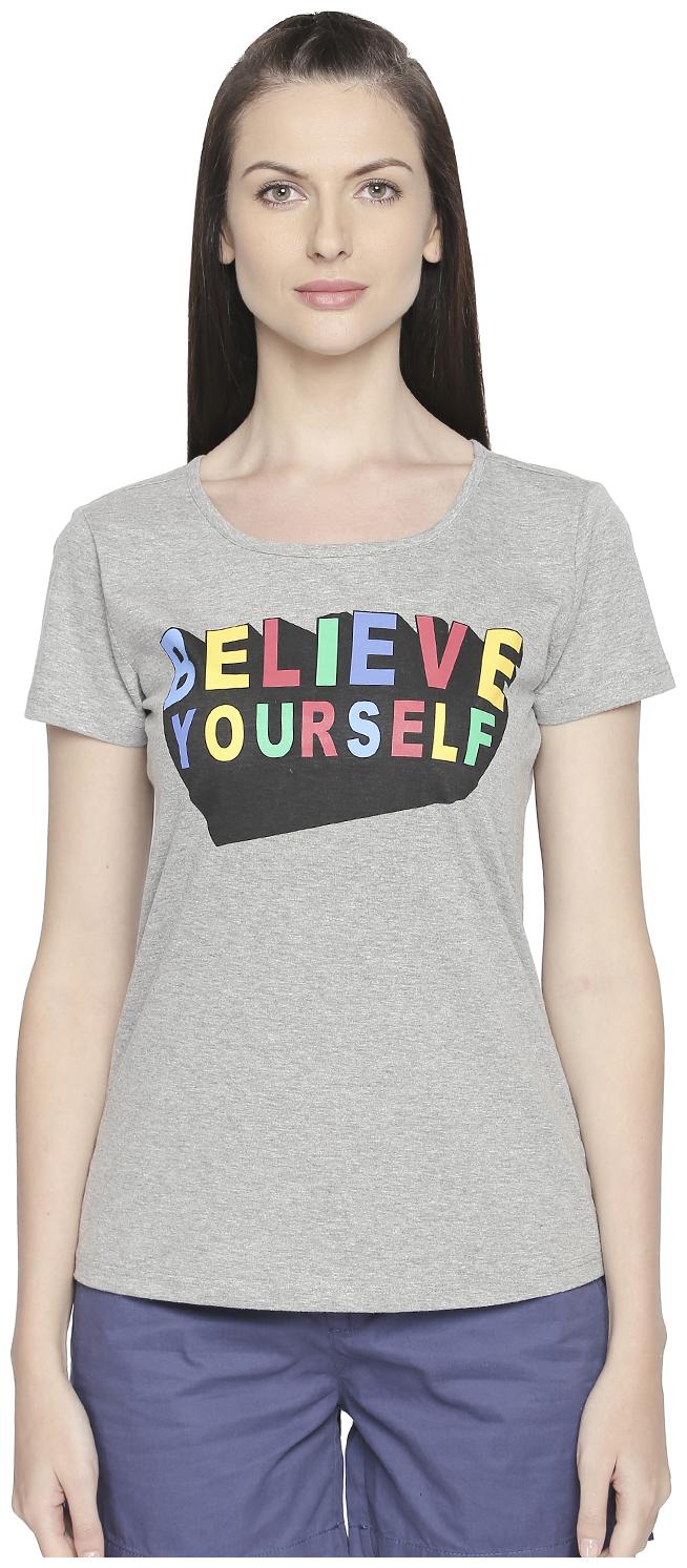 

Honey By Pantaloons Women Grey Regular fit Round neck Cotton T shirt