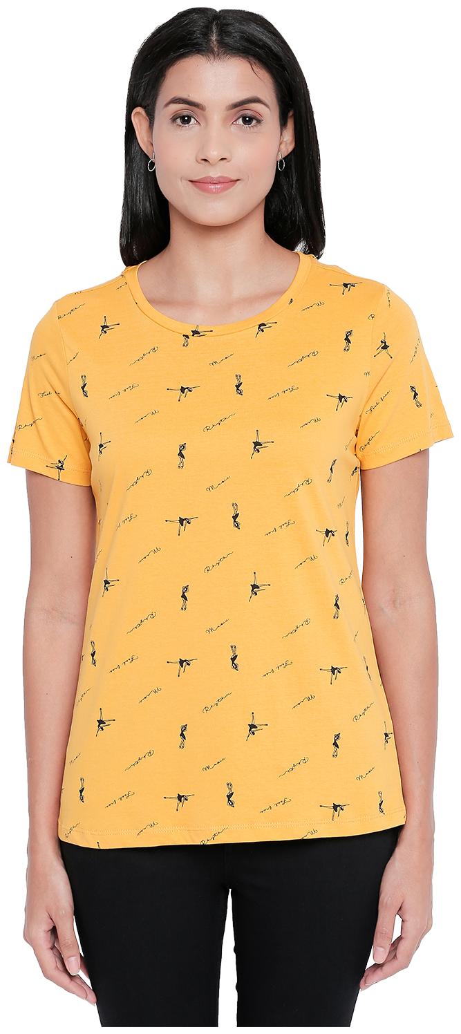 

Honey By Pantaloons Women Mustard Regular fit Round neck Cotton T shirt