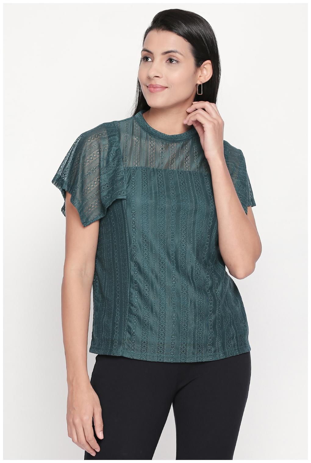 

Honey By Pantaloons Polyester Casual Women Regular Tunic Green