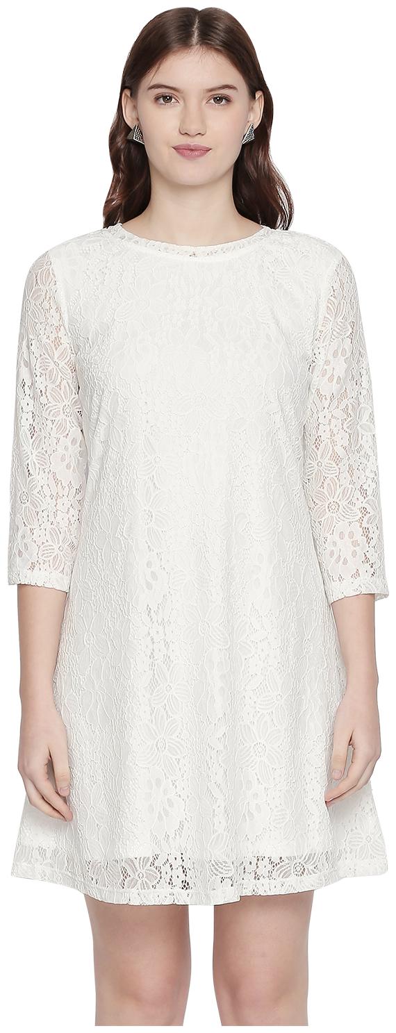 

Honey By Pantaloons White Self design A-line dress