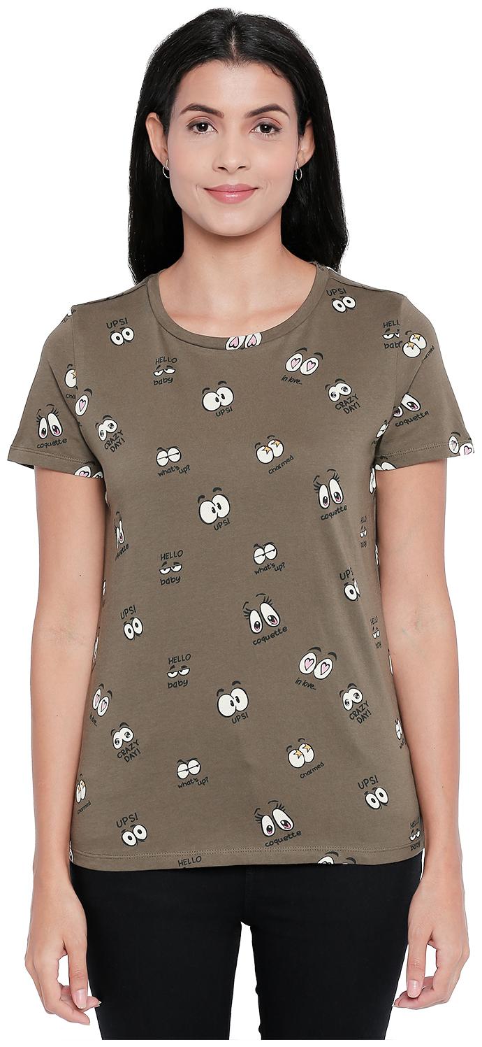 

Honey By Pantaloons Women Green Regular fit Round neck Cotton T shirt