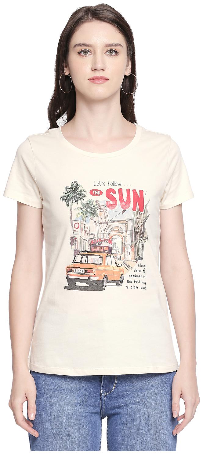 

Honey By Pantaloons Women Beige Regular fit Round neck Cotton T shirt