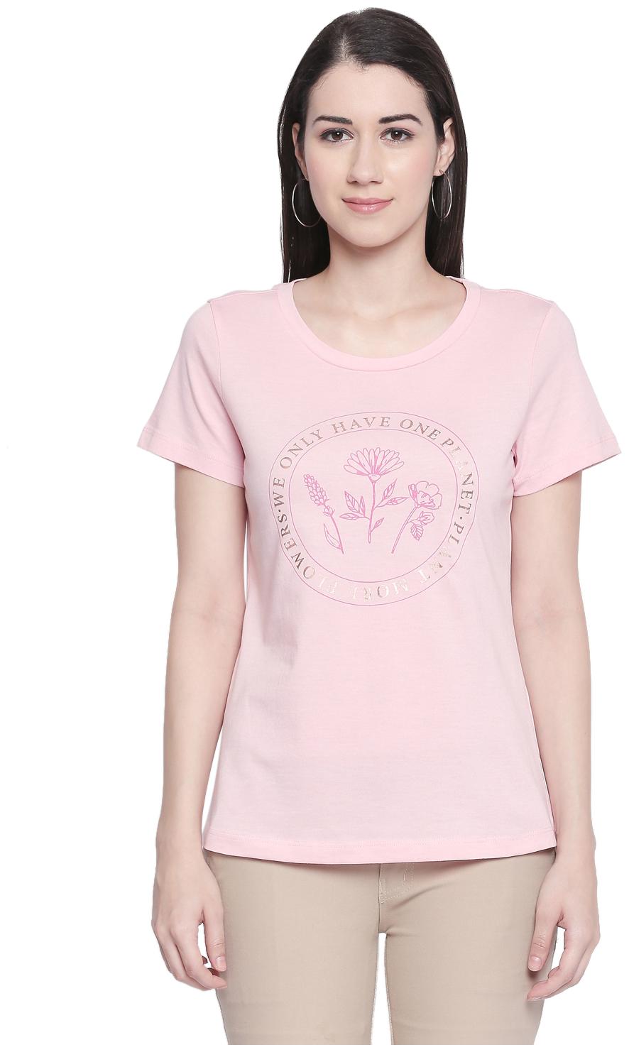 

Honey By Pantaloons Women Pink Regular fit Round neck Cotton T shirt