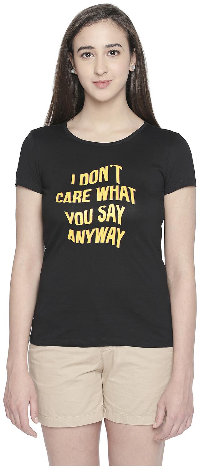 

Honey By Pantaloons Women Black Regular fit Round neck Cotton T shirt