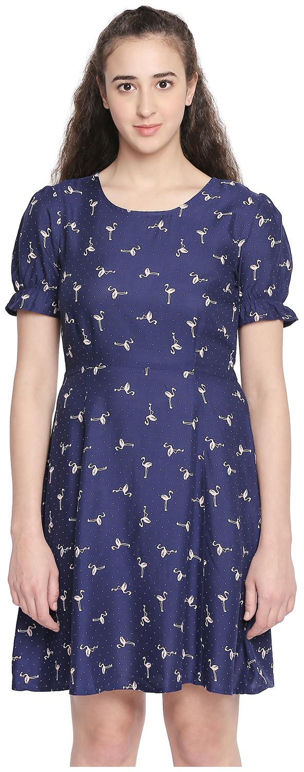

Honey By Pantaloons Navy Printed Fit flare dress