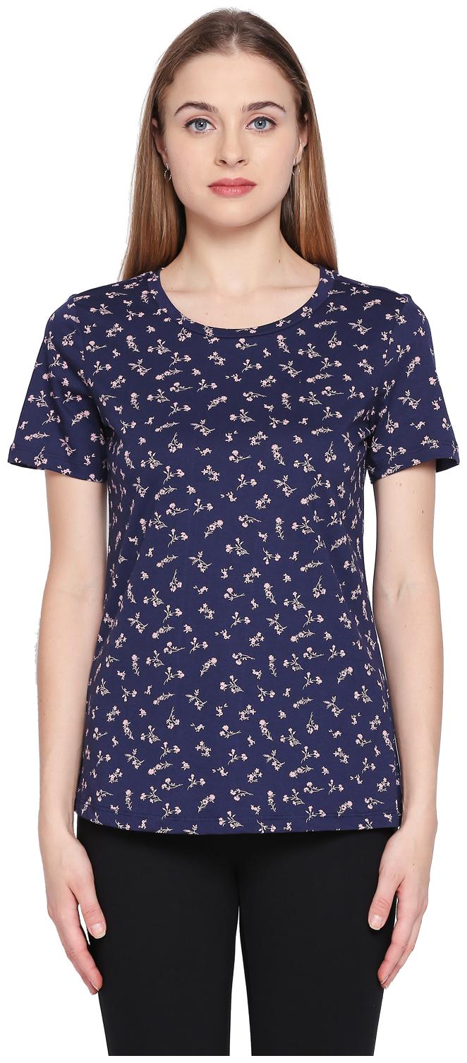 

Honey By Pantaloons Women Blue Regular fit Round neck Cotton T shirt