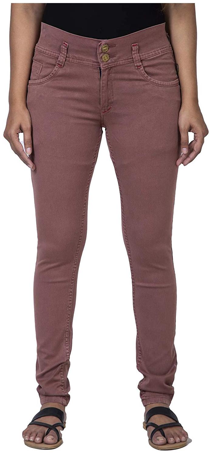 

Hot Threads Cotton Magenta Solid Jeans For Women