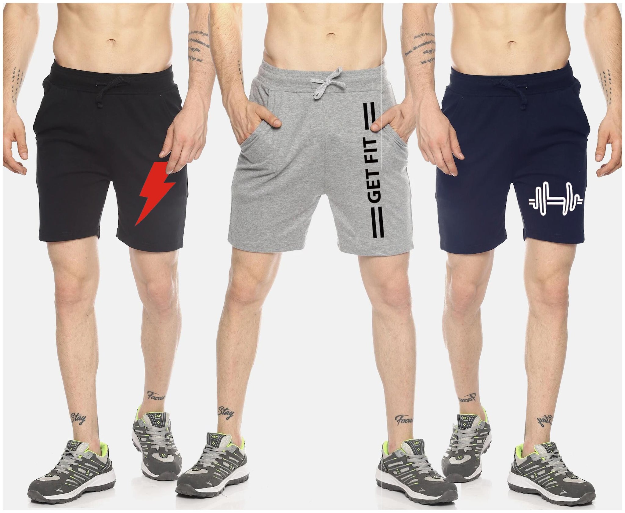 

HOTFITS Men Multi Regular Fit Regular Shorts