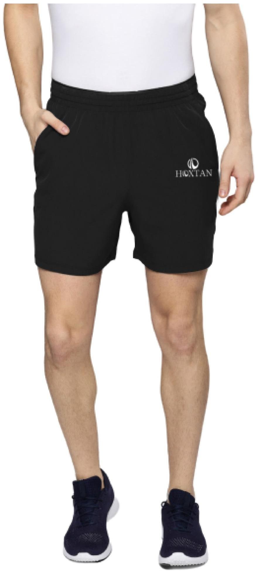

HOXTAN Black Dry Fit Polyester Fabric Sporty Active Shorts for Men (Black)