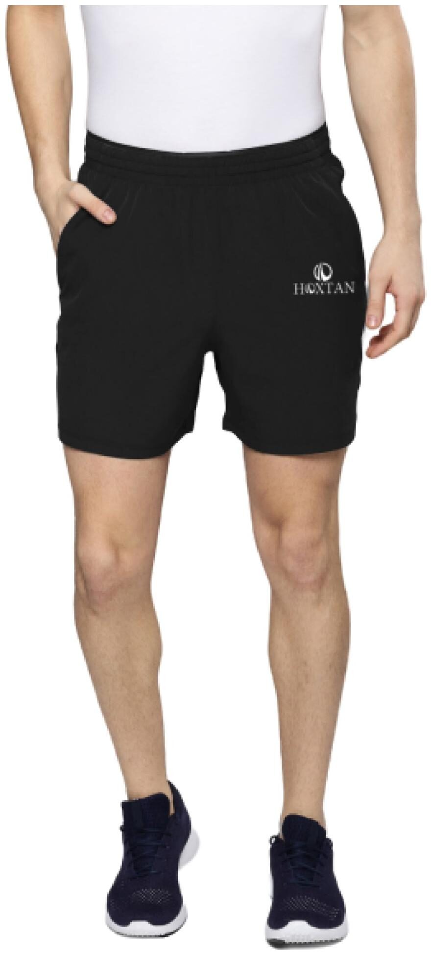 

HOXTAN Black Dry Fit Polyester Fabric Sporty Active Shorts for Men (Black)