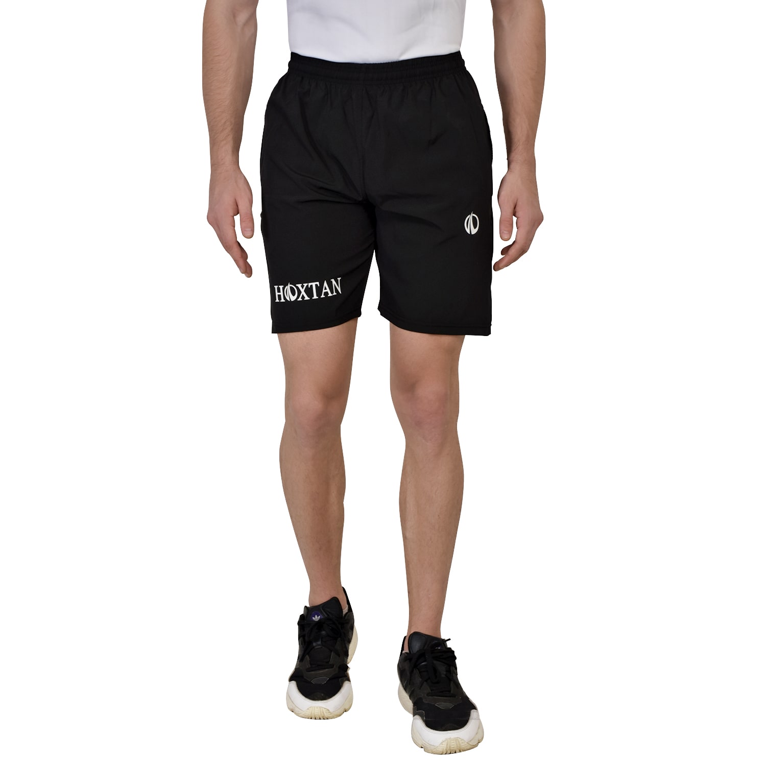 

HOXTAN Polyester Solid Black Color Sports Shorts for Men