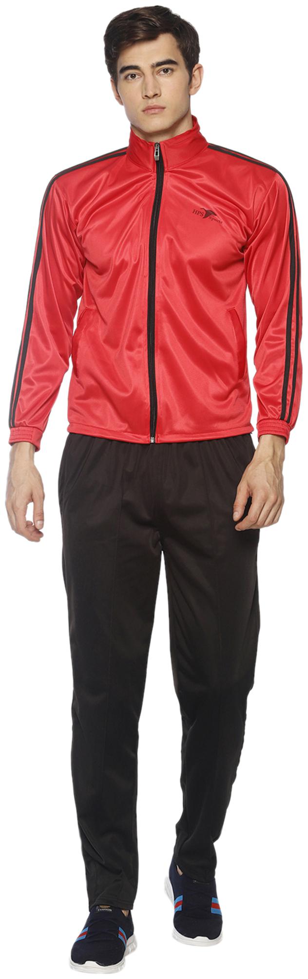 

HPS Sports Men Red Black Solid Regular Fit Track Suit