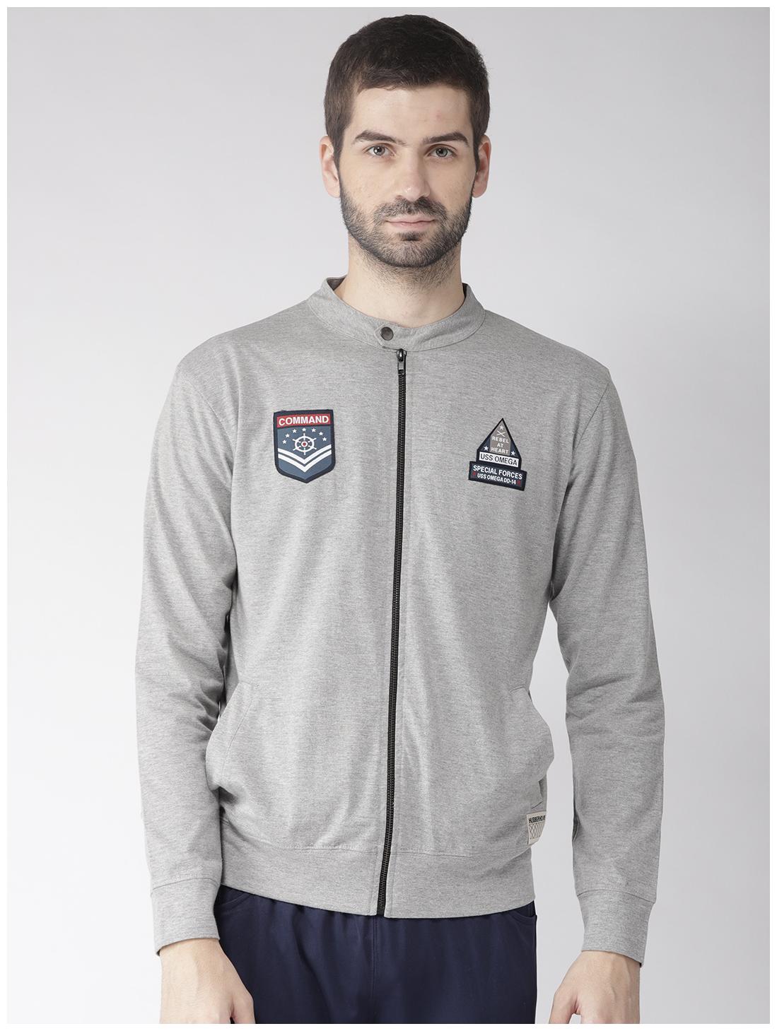 

Hubberholme Men Grey Henley neck Sweatshirt