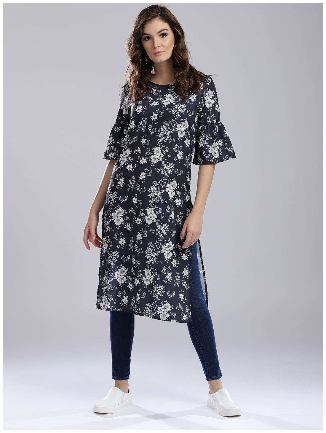 

Hubberholme Blue American Crepe Kurta