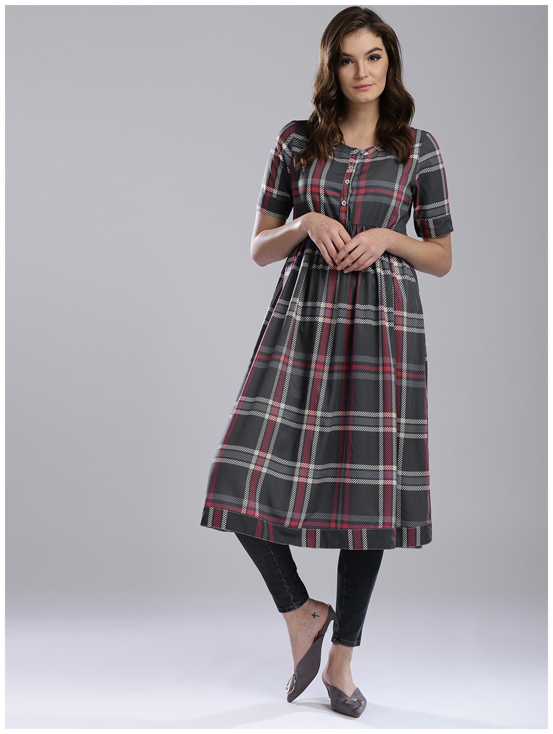 

Hubberholme Grey American Crepe Kurta