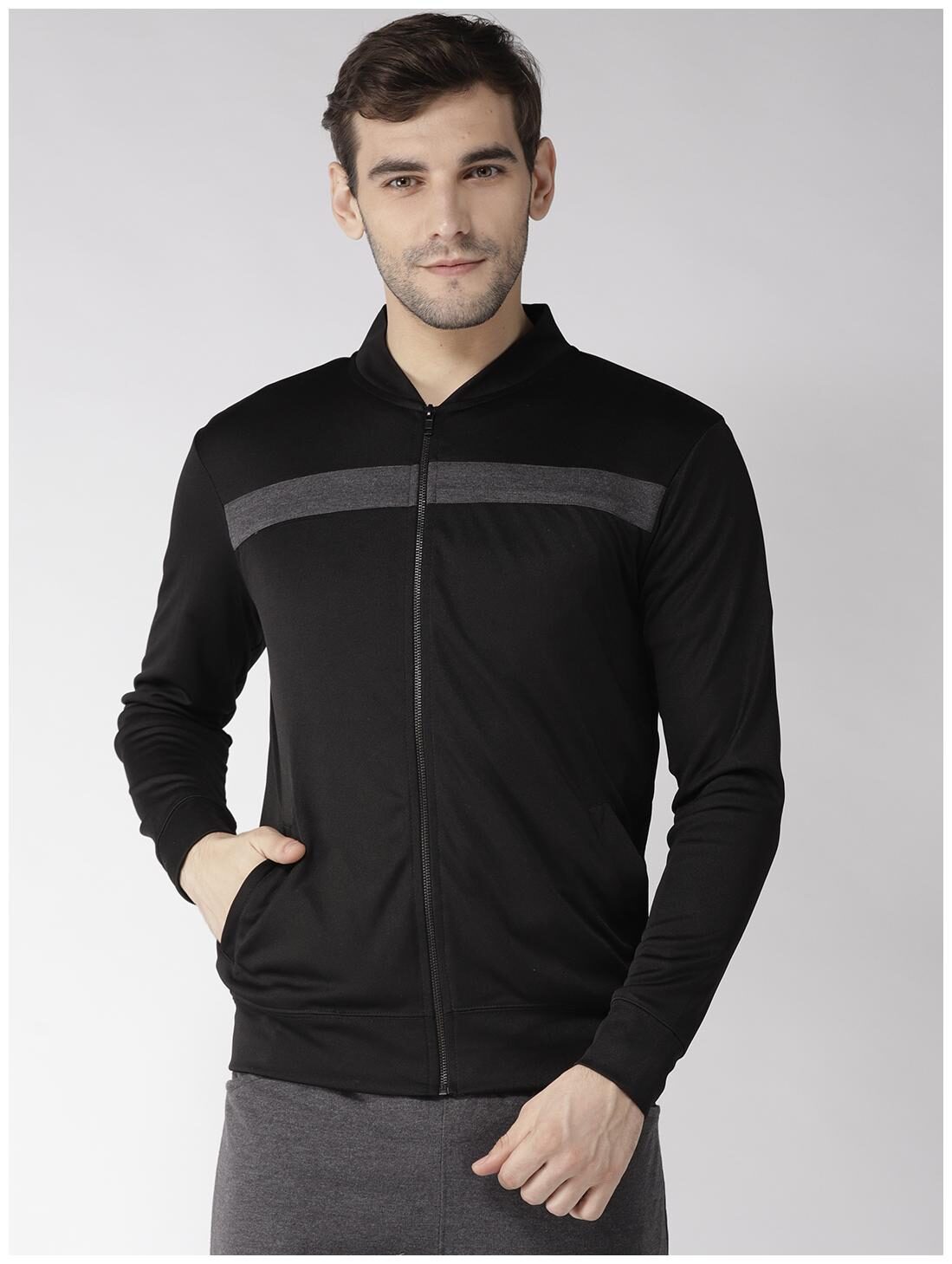 

Hubberholme Men Black Henley neck Sweatshirt