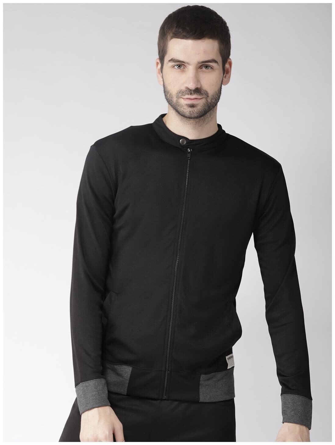 

Hubberholme Men Black Henley neck Sweatshirt