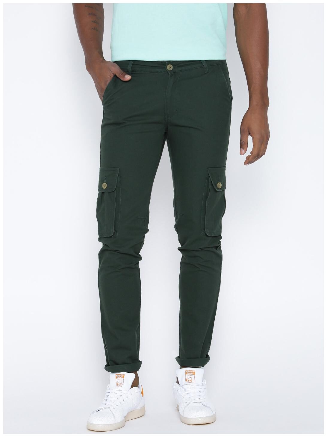 

Hubberholme Men Green Solid Slim fit Cargos