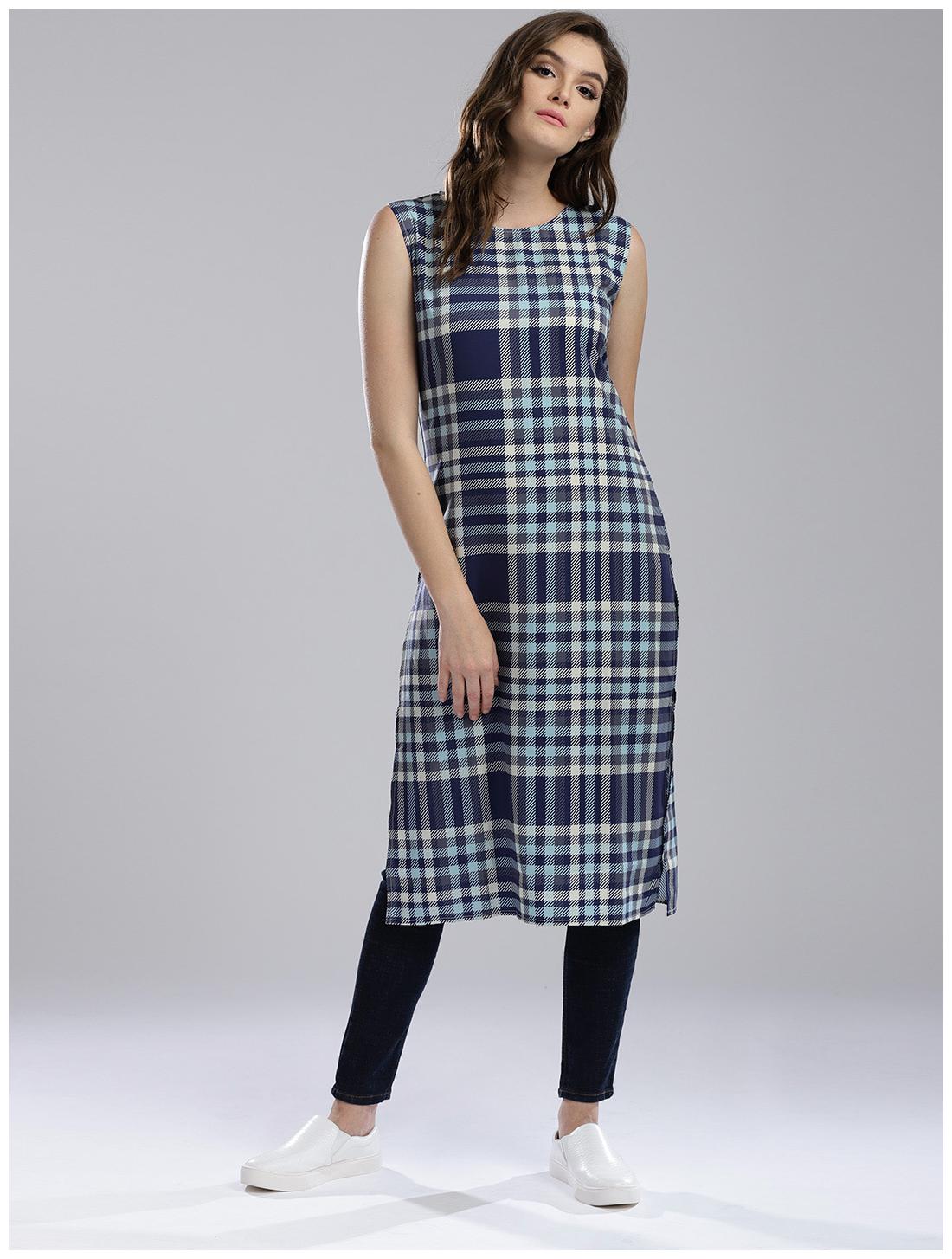 

Hubberholme Women Blue Printed Straight Kurta