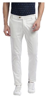 

Hubberholme Men White Solid Slim fit Regular trousers
