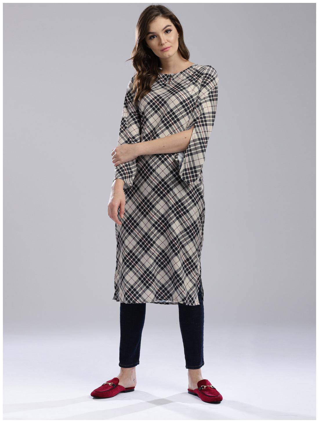 

Hubberholme Women Beige Printed Straight Kurta