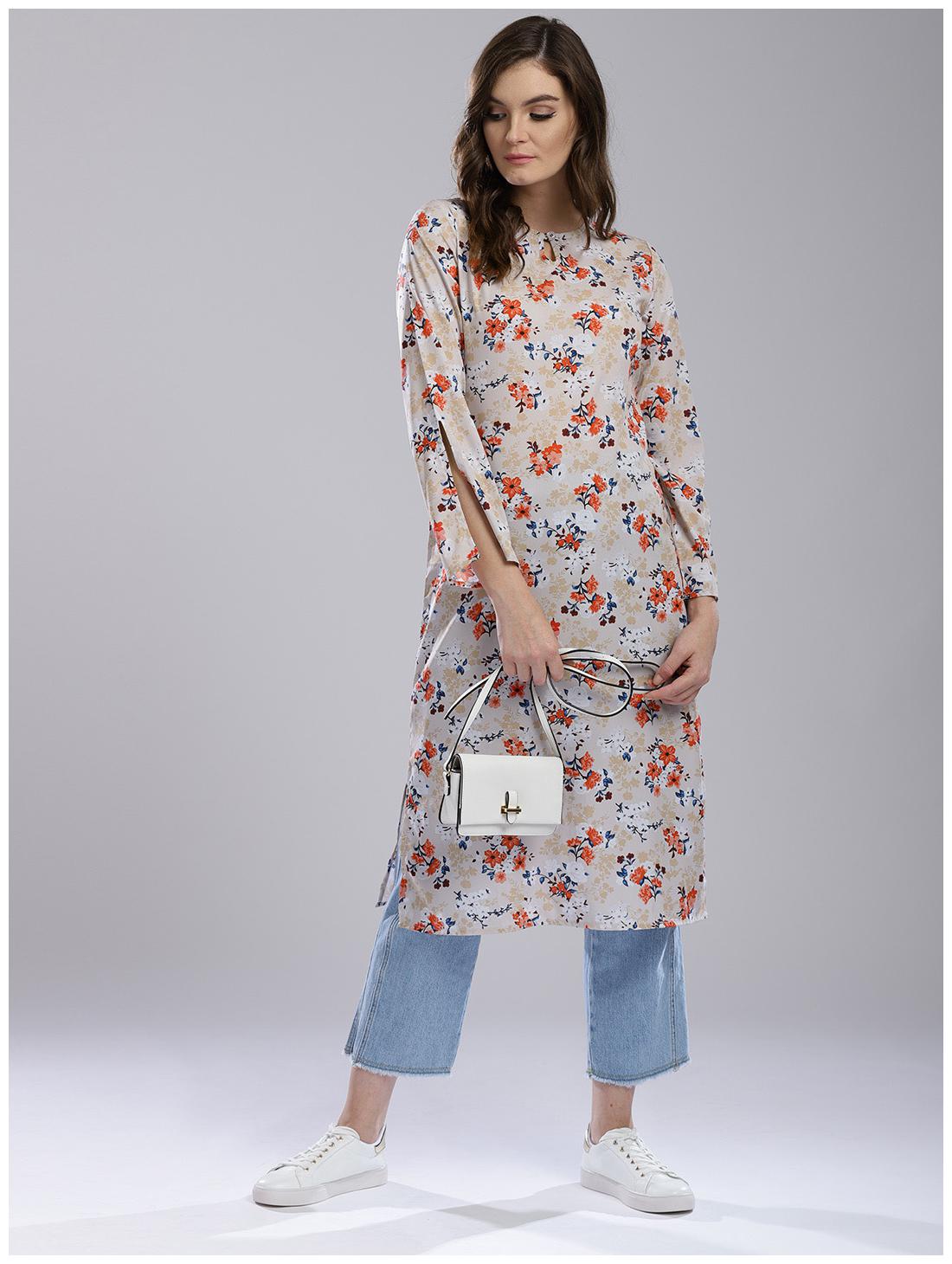 

Hubberholme Women Beige Printed Straight Kurta