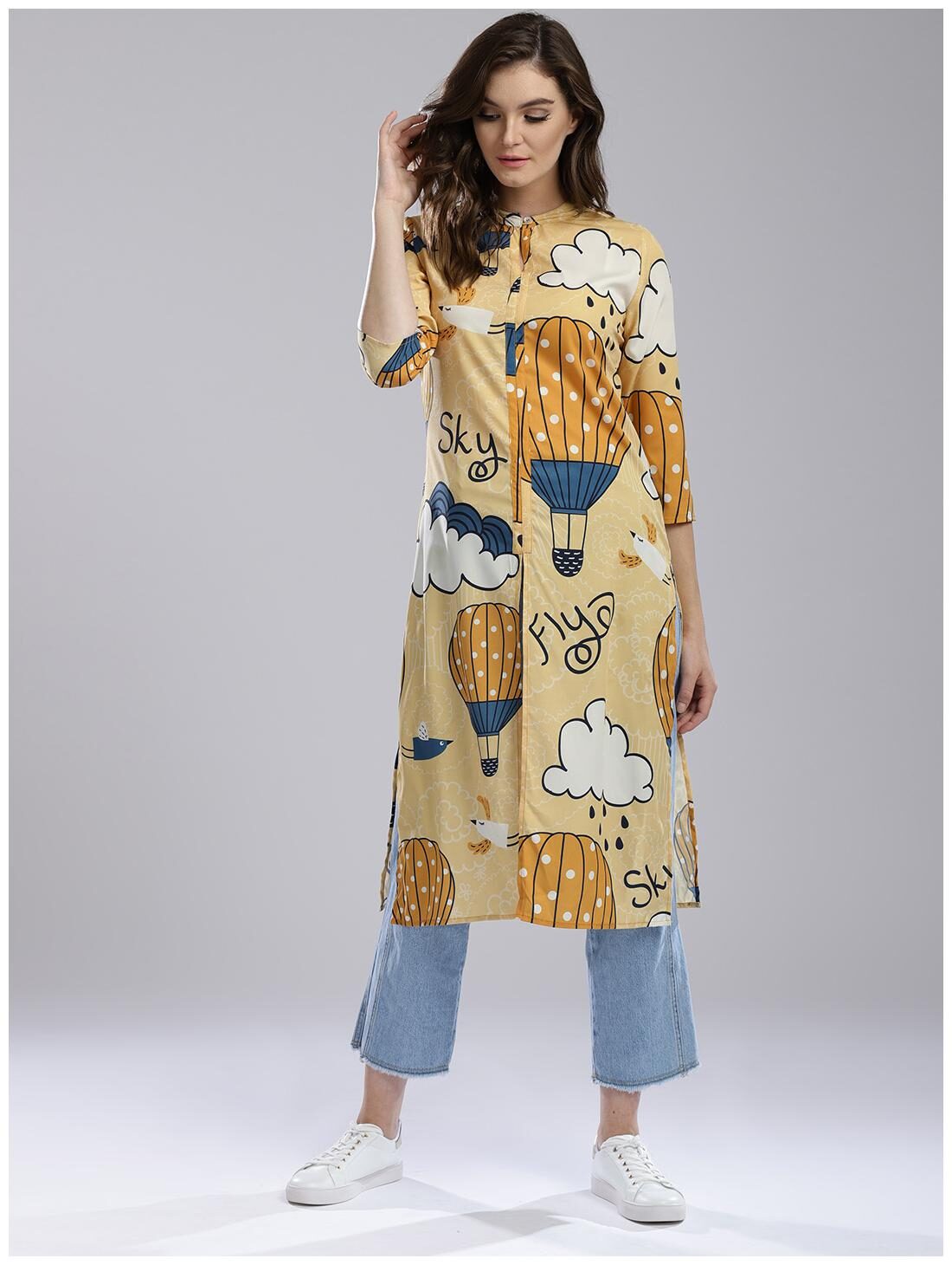 

Hubberholme Beige American Crepe Kurta