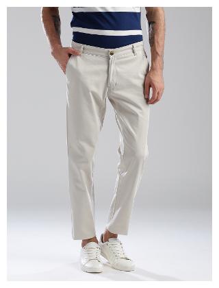 

Hubberholme Men White Solid Slim fit Regular trousers