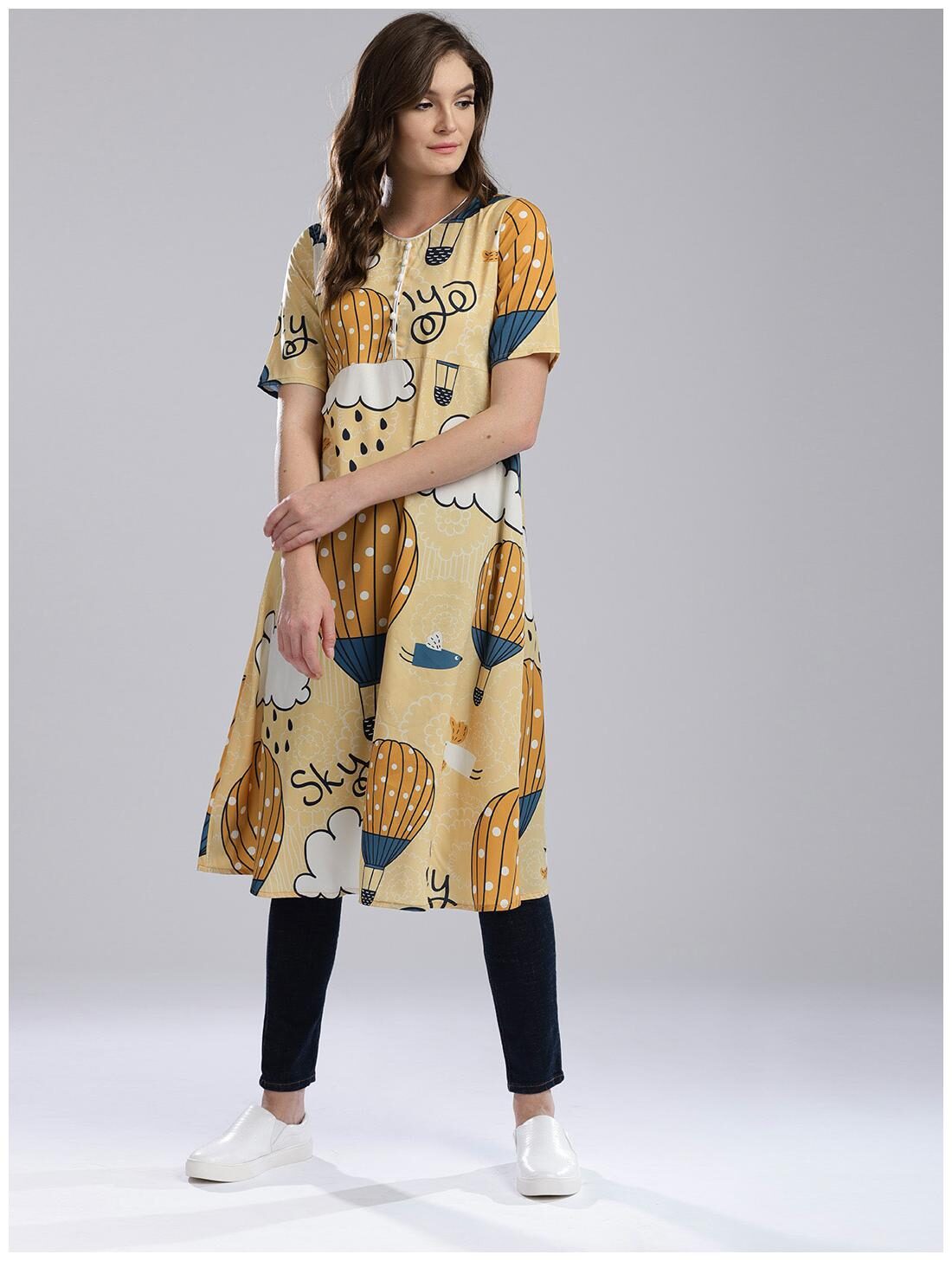 

Hubberholme Yellow American Crepe Kurta