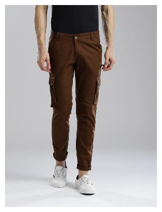 

Hubberholme Men Brown Solid Slim fit Cargos
