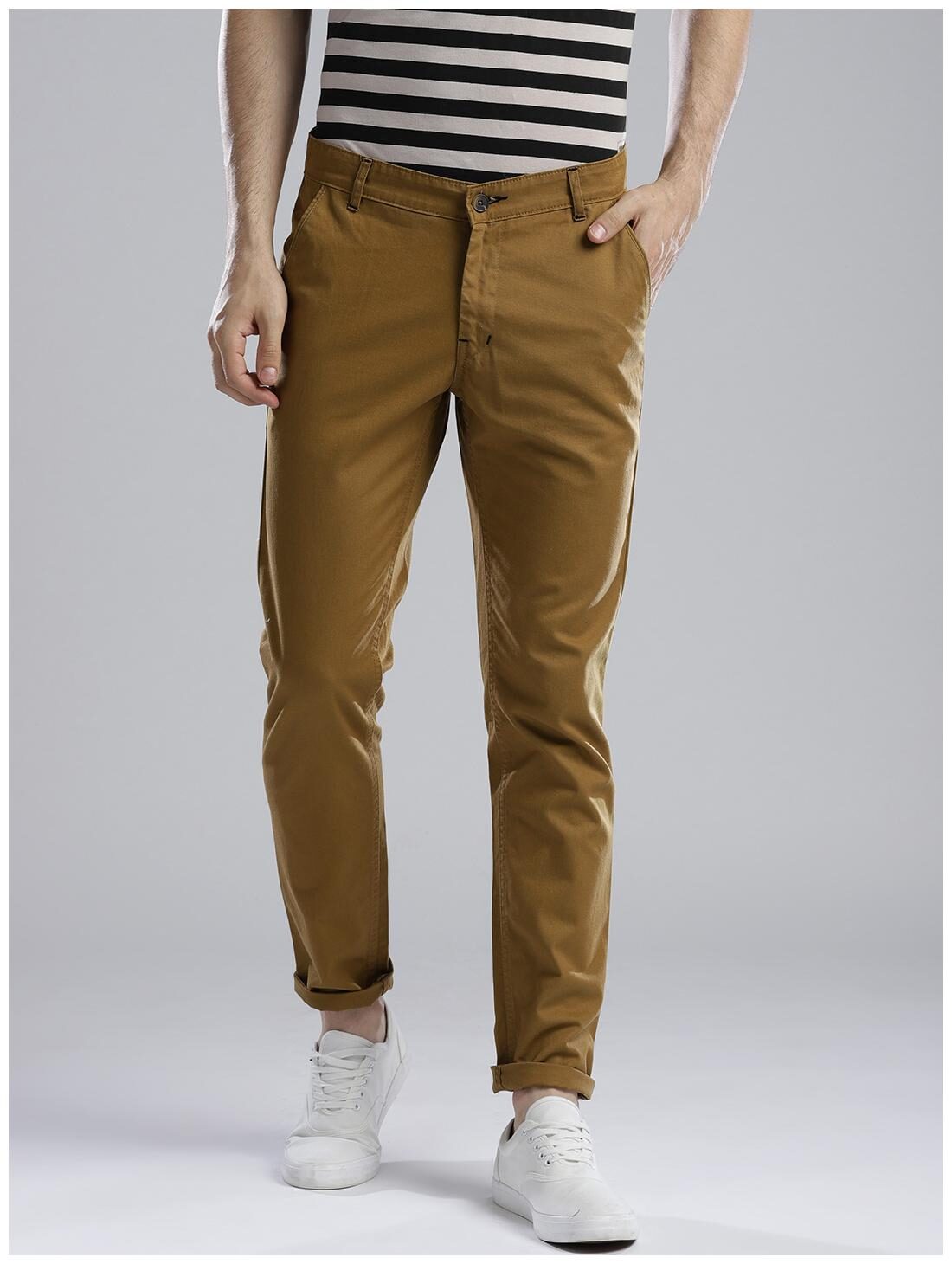 

Hubberholme Men Brown Solid Slim fit Regular trousers
