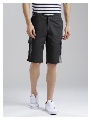 

Hubberholme Men Grey Slim Fit Cargo Shorts