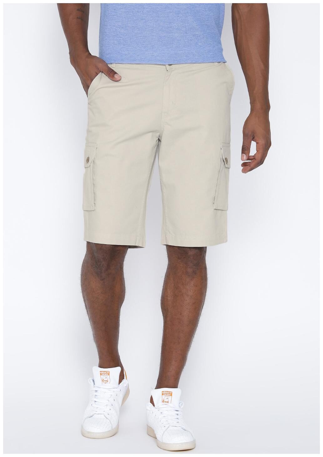 

Hubberholme Men White Slim Fit Cargo Shorts