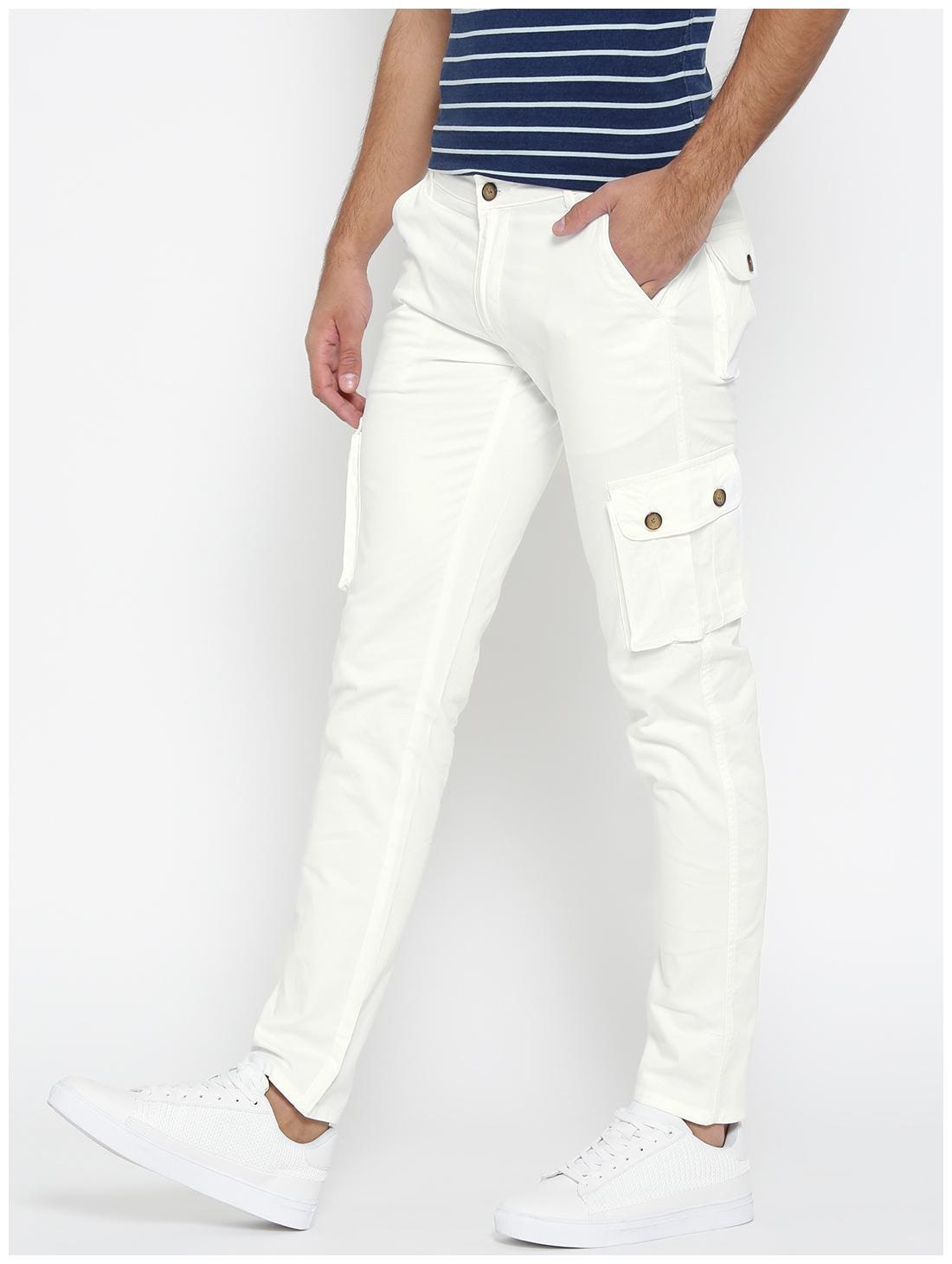 

Hubberholme Men White Solid Slim fit Cargos