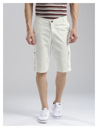 

Hubberholme Men White Slim Fit Cargo Shorts