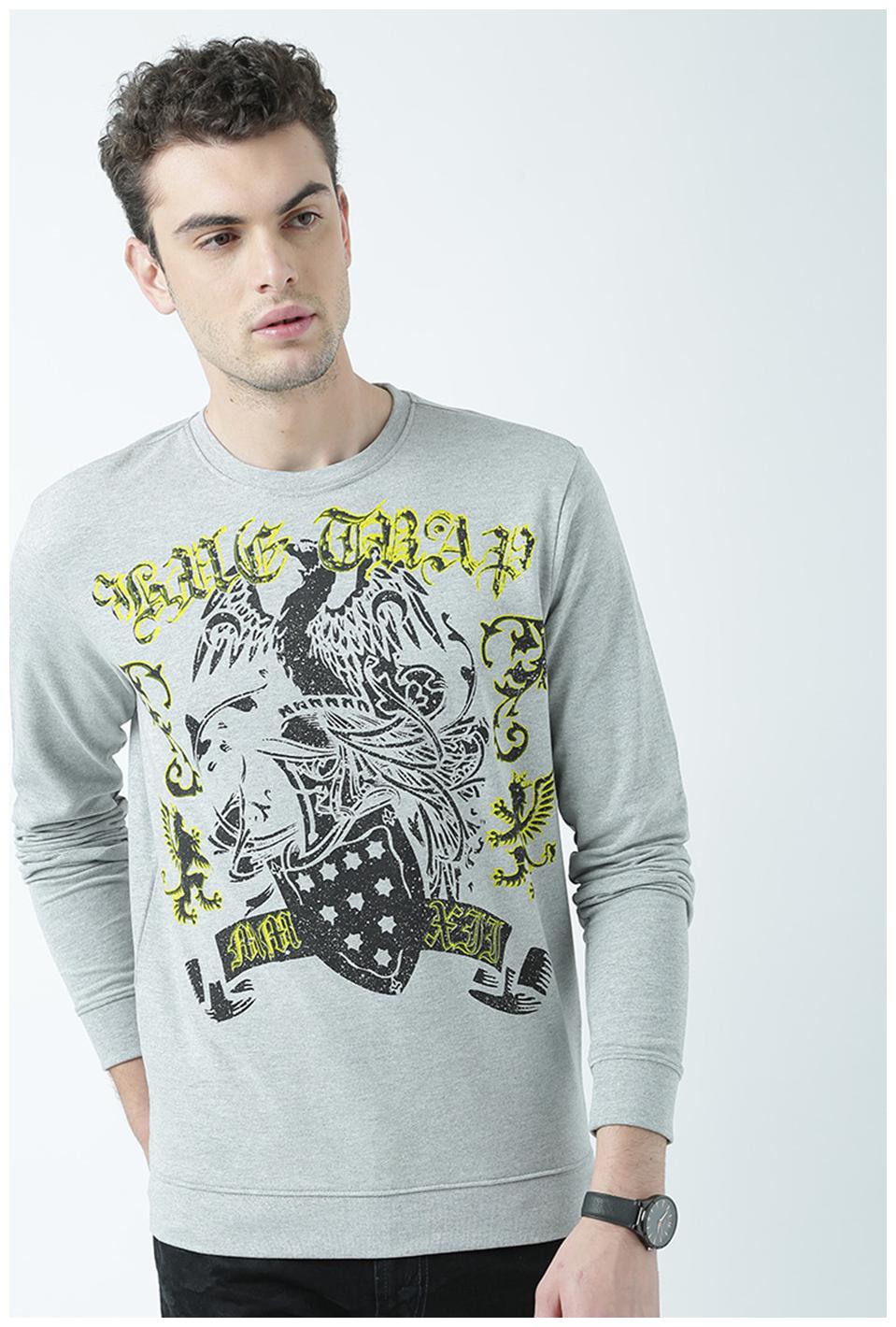 

Huetrap Men Grey Round neck Sweatshirt