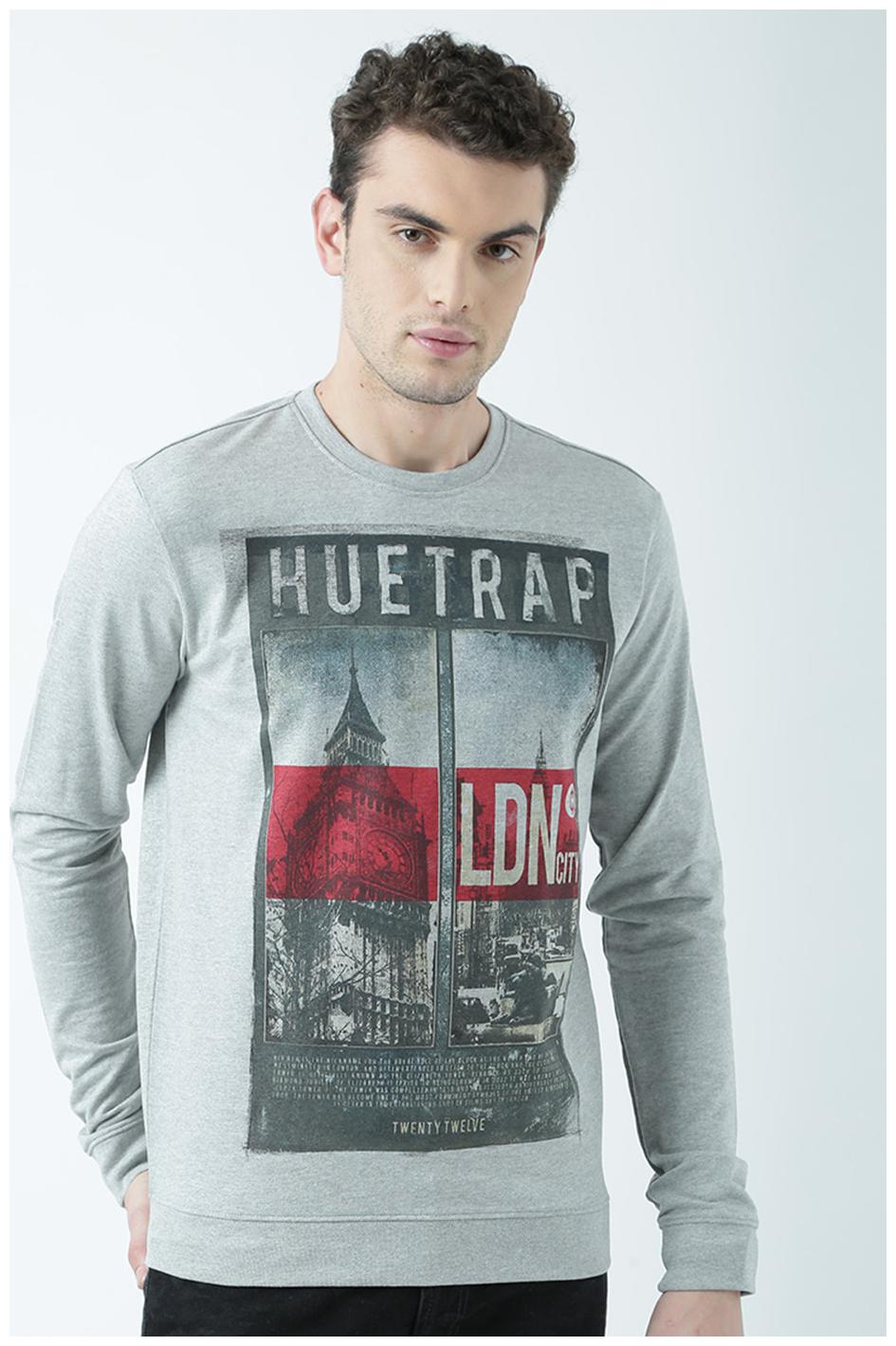

Huetrap Men Grey Round neck Sweatshirt