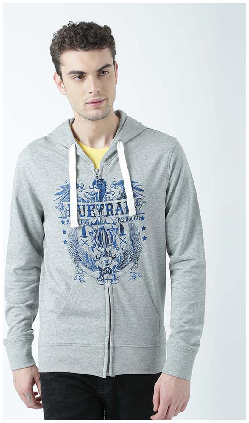 

Huetrap Men Grey Hooded Sweatshirt
