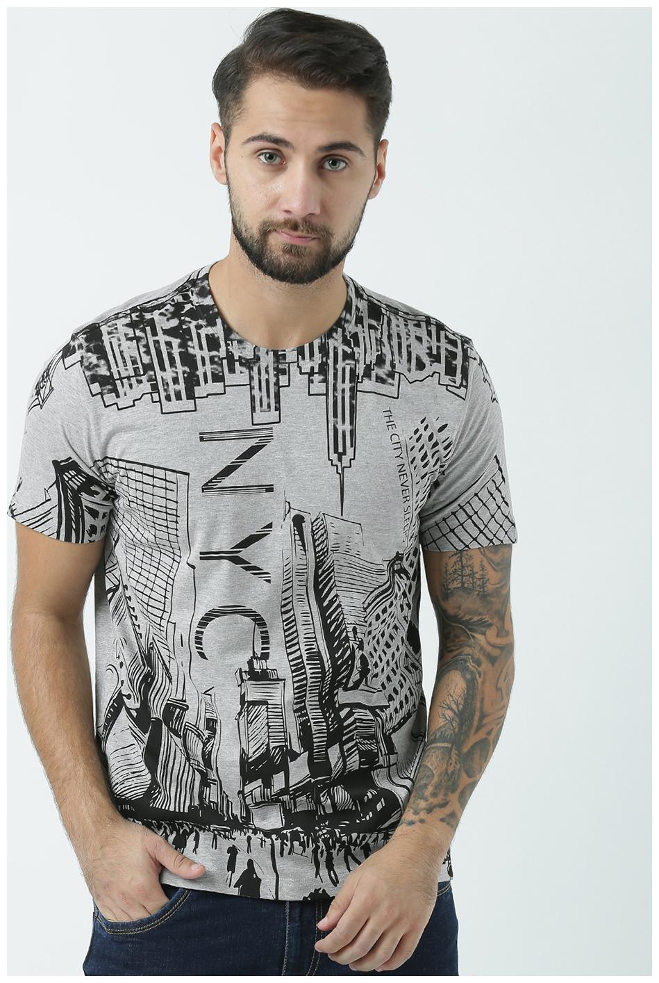 

Huetrap Mens Grey NYC skyline print t-shirt
