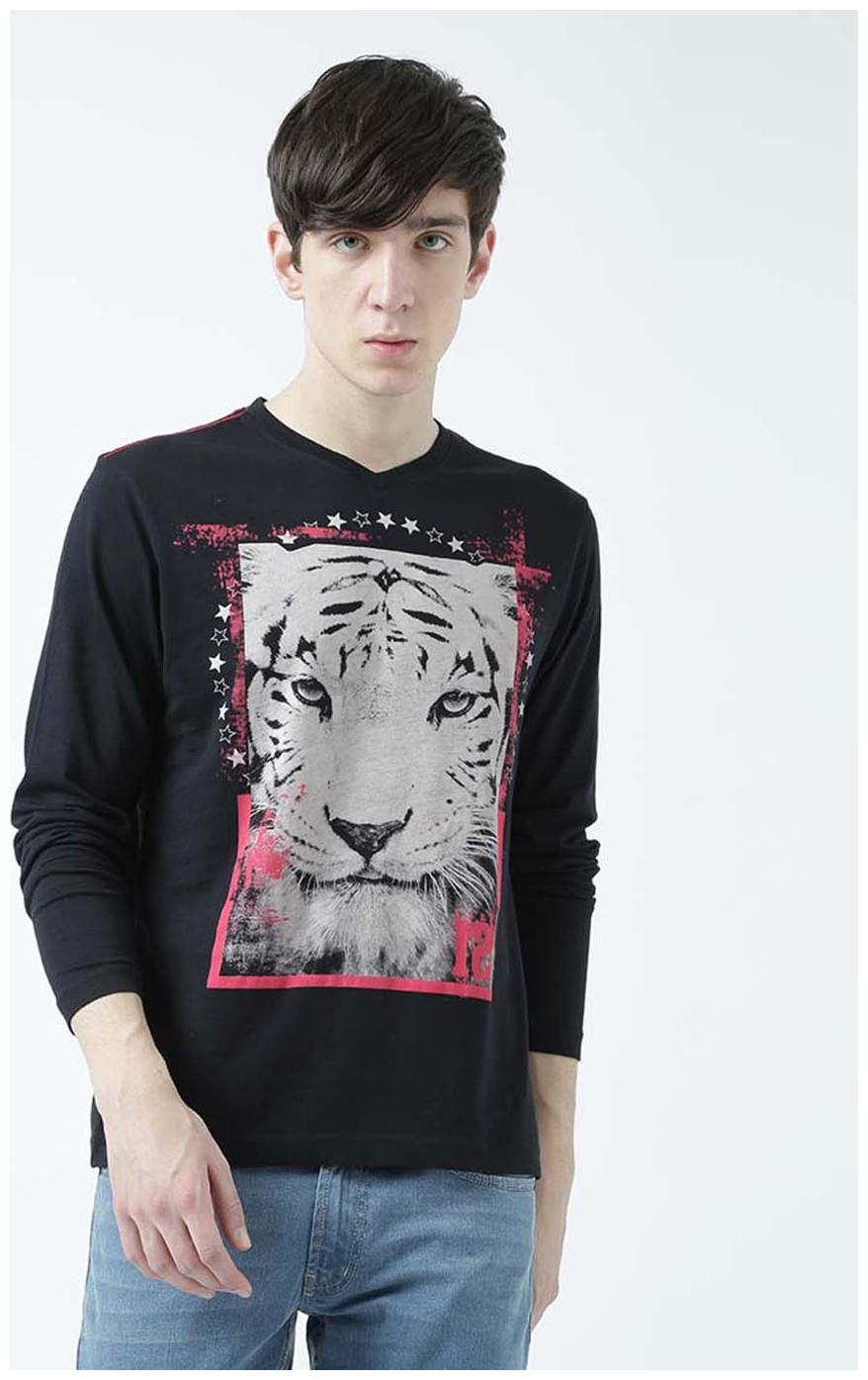 

Huetrap Men s Regular Fit Printed T-Shirt - Black