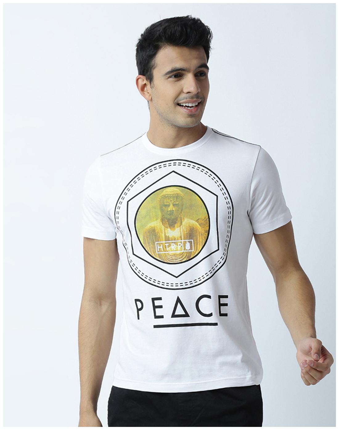 

Huetrap Men s Round Neck Printed T-Shirt - White