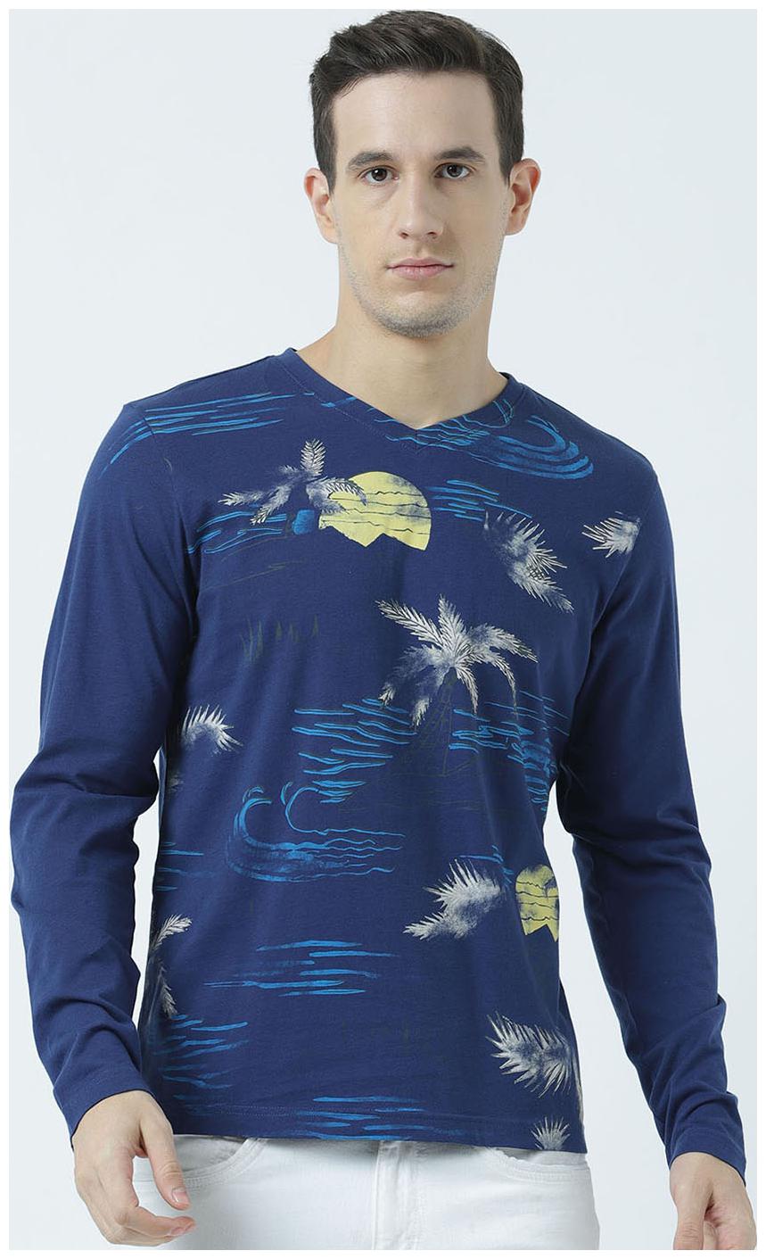 

Huetrap Mens Swirling Blue Long Sleeves tee